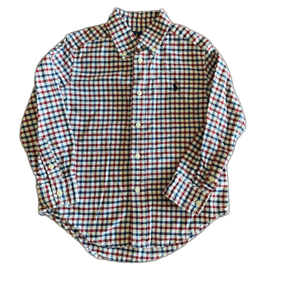 Ralph Lauren Red & Blue Plaid Button-Up Shirts Boys' 4/4T - Picture 1 of 10